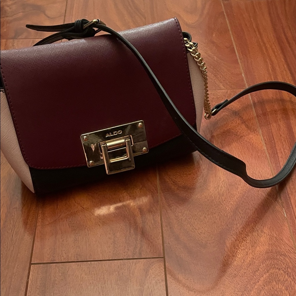Aldo Two-Tone Burgundy and Black Crossbody Bag